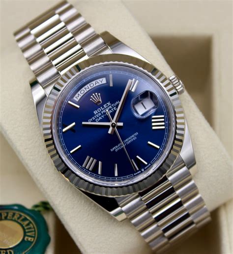 day date rolex stahl blau